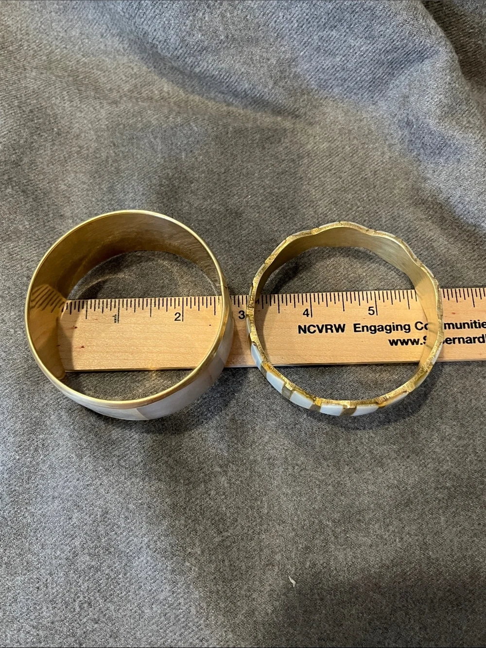 Pair of Brass MOP Bangle Bracelets